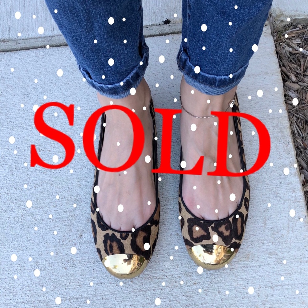 Sam Edelman leopard gold cap toe ballet flats